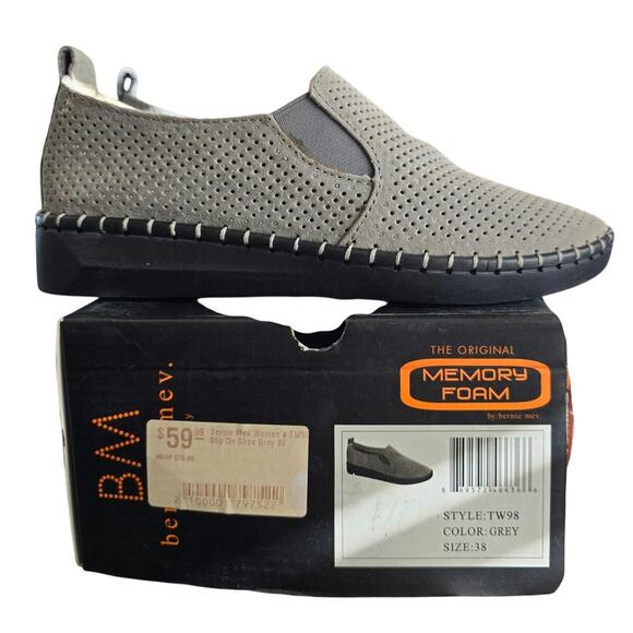 NWT Bernie Mev Women's Slip On Shoe Grey Comfort Size 36 US(5-5.5) Suede - Picture 2 of 12